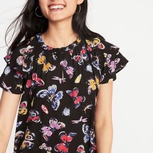 Old Navy Black and Multicolor Butterfly Dress New Without‎ Tag Small